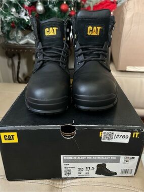 Men's Caterpillar Black Steel-Toe Work Boots